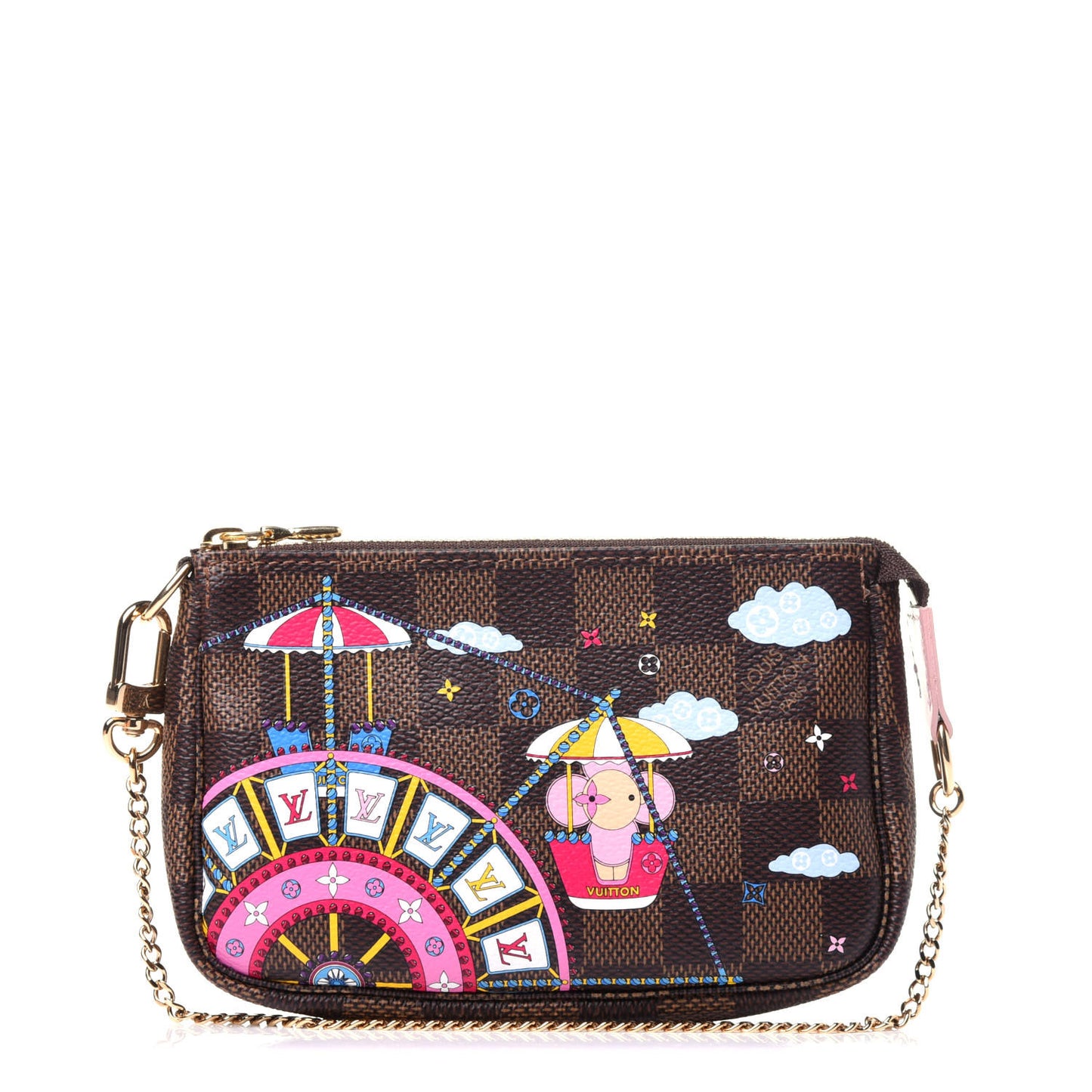 Damier Ebene 2020 Christmas Animation Big Wheel Mini Pochette Accessories Rose Ballerine