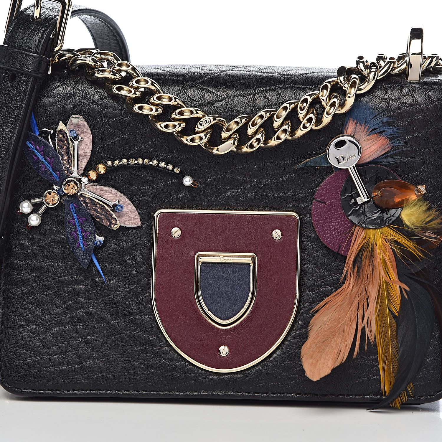 Christian Dior Crinkled Lambskin Embellished Diorama Club Bag Black 9 of 9