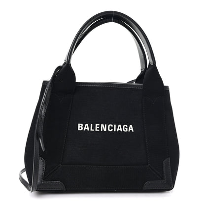 Balenciaga Cotton Canvas Calfskin Navy Cabas XS Black 1 of 12