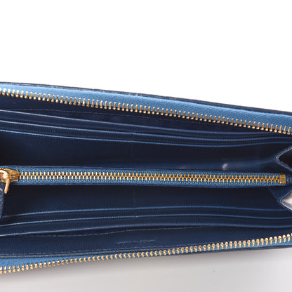 Prada Goatskin Woven Zip Around Wallet Azzurro 5 of 9