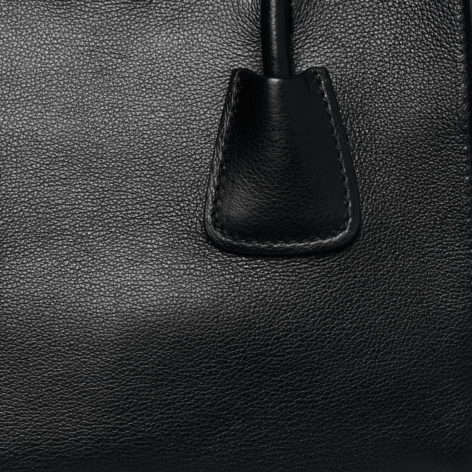 Prada City Glace Cavallino Twin Pocket Tote Black Miele 9 of 11