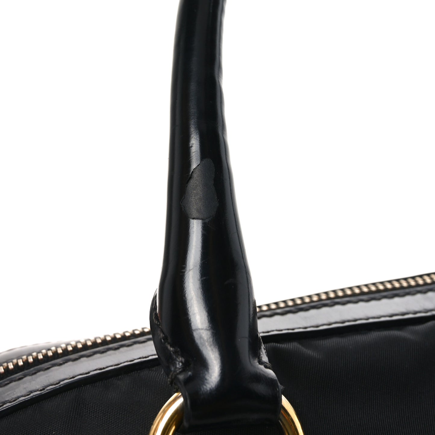 Tessuto Nylon Calfskin Dome Satchel Black