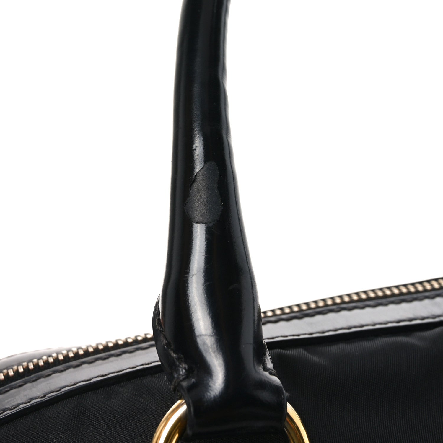Prada Tessuto Nylon Calfskin Dome Satchel Black 10 of 10