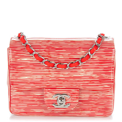 Chanel Patent Calfskin Striped Mini Square Flap Red 1 of 8