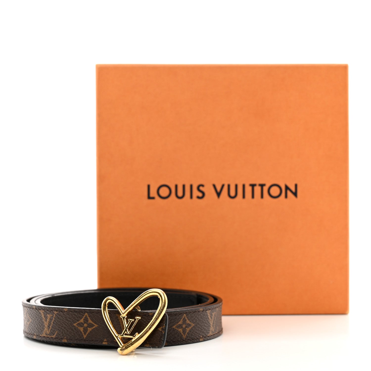 Louis Vuitton Calfskin Monogram 30mm Fall In Love Heart Reversible Belt 80 32 Black 6 of 6