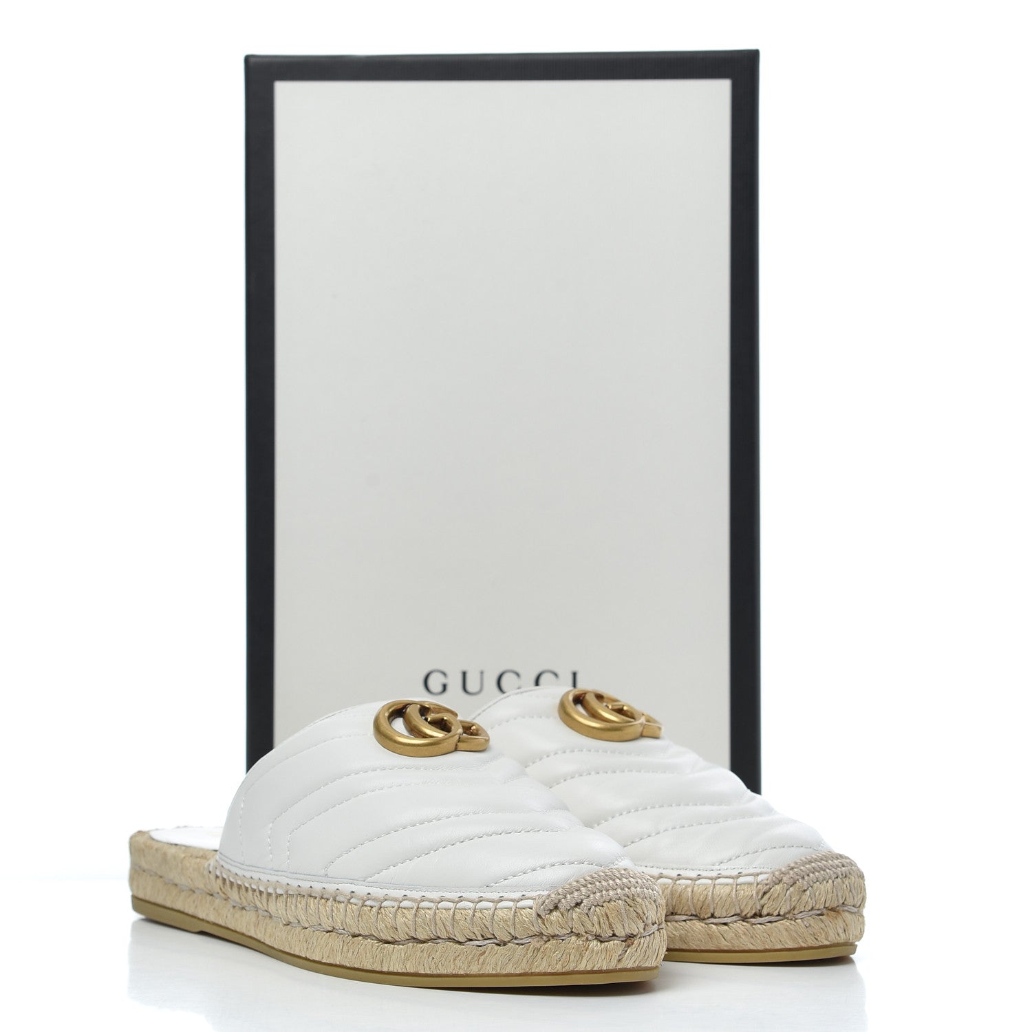 Gucci Nappa Matelasse GG Marmont Espadrille Slippers 38.5 Great White 9 of 9