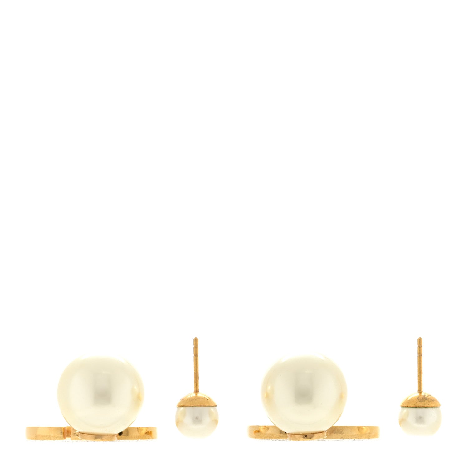 Christian Dior Pearl Enamel Tribal CD Drop Earrings Gold White Pink 3 of 4