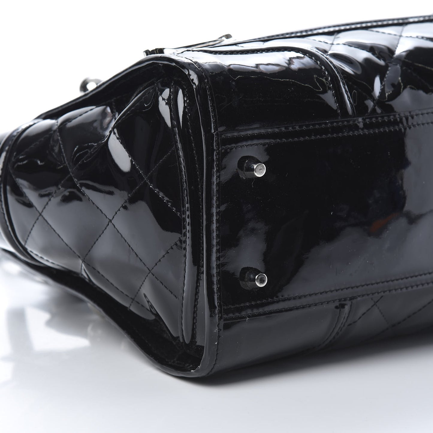 Patent Quilted Large Manor Tote Black