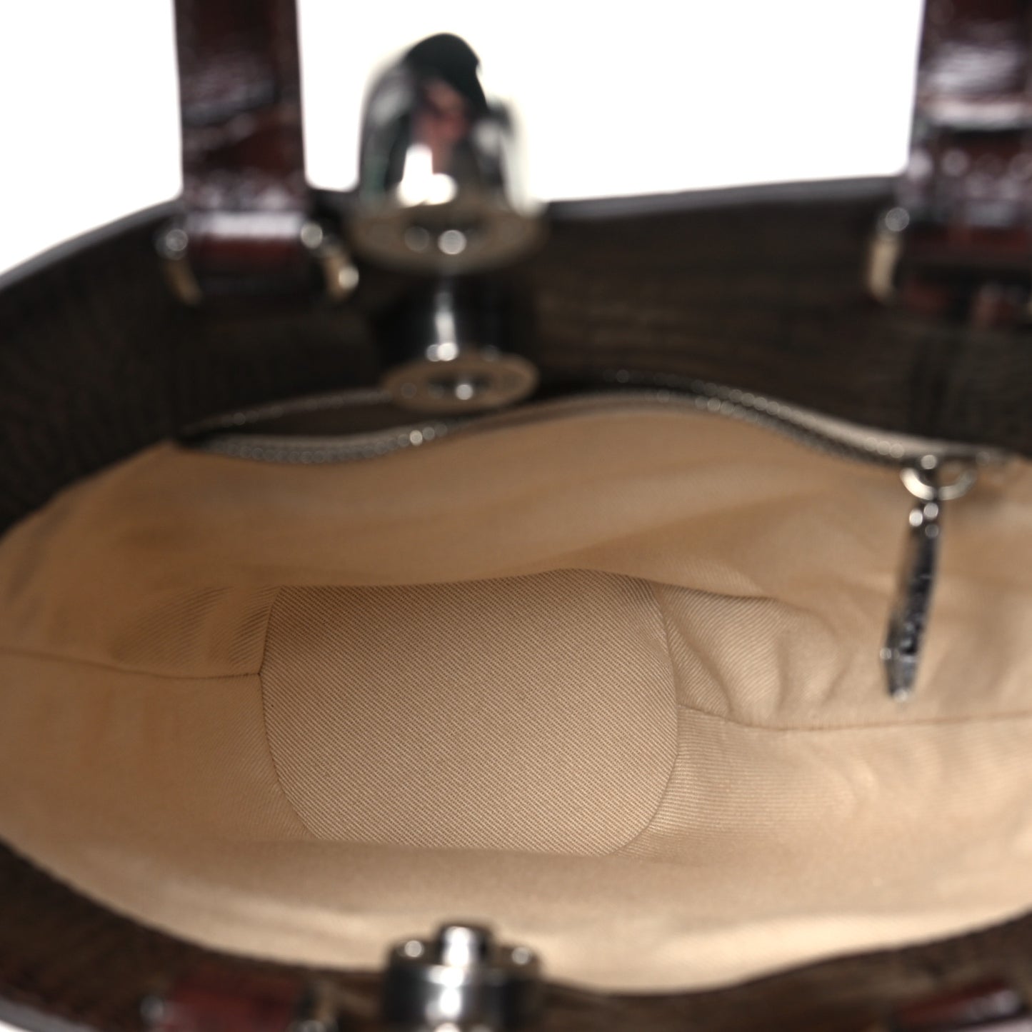 Calfskin Crocodile Embossed Le Petit Bambola Midnight Brown