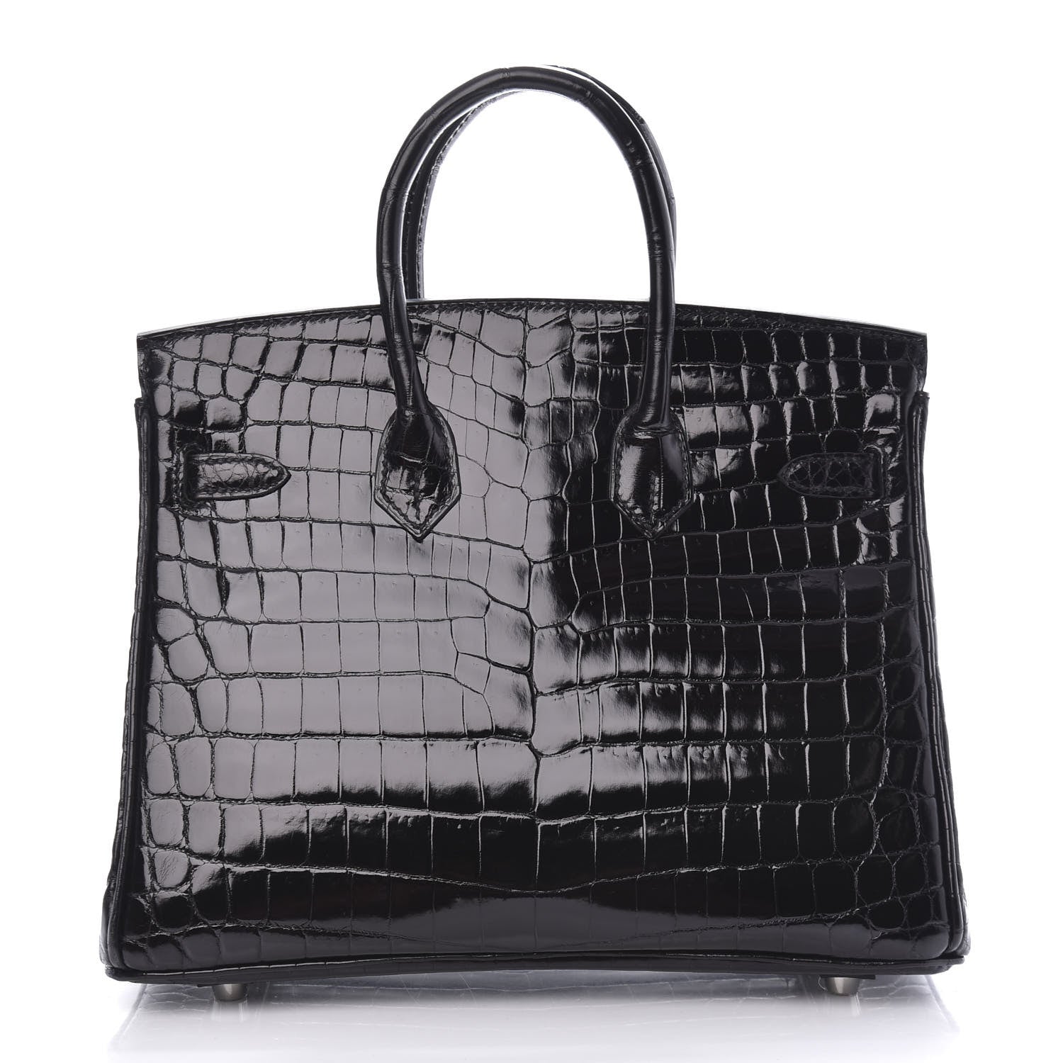 Hermes Shiny Niloticus Crocodile Birkin 25 Black 4 of 37