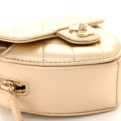 Chanel Metallic Lambskin Quilted CC In Love Heart Waist Belt Bag With Chain Gold 9 of 11