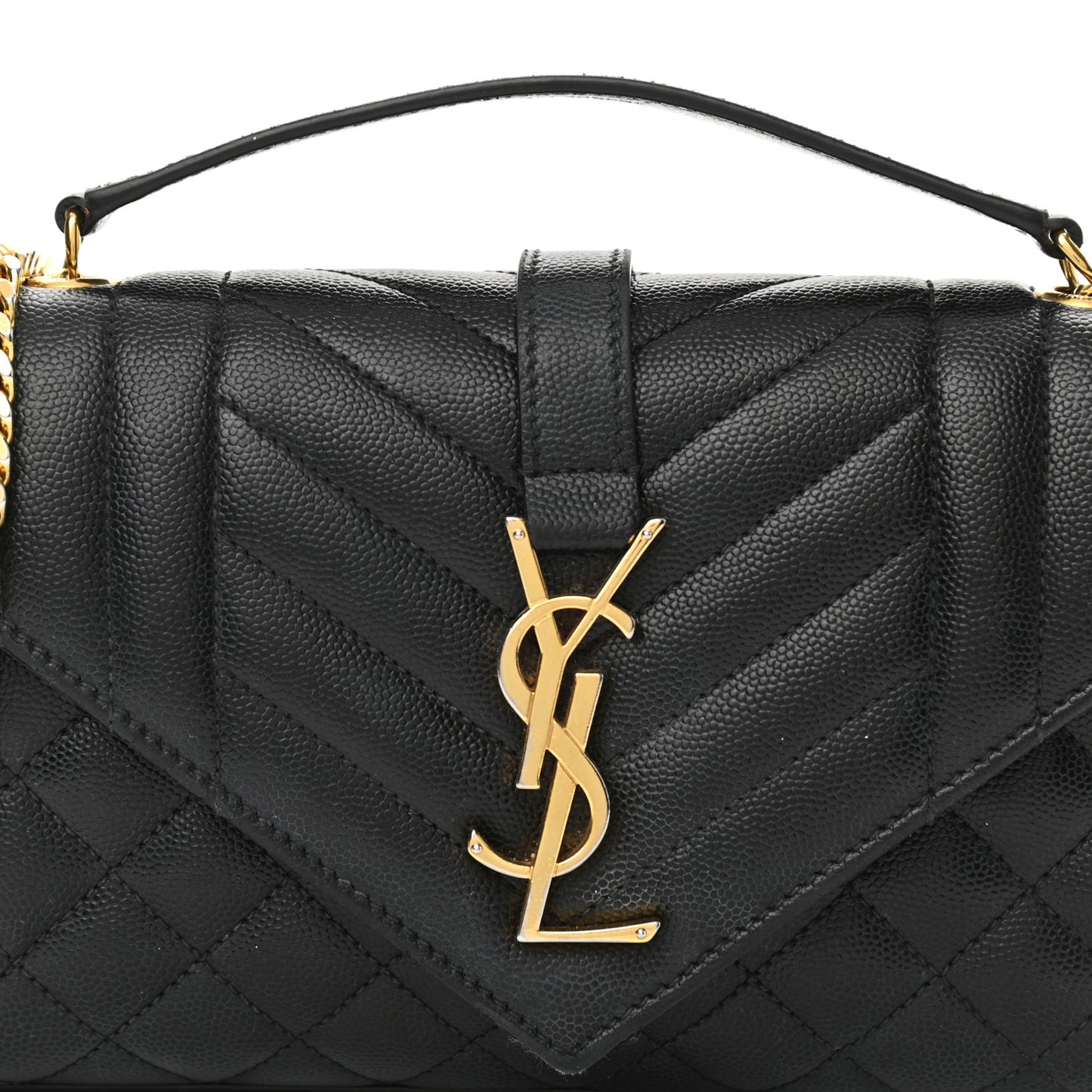 Grain De Poudre Textured Mixed Matelasse Triquilt Small Monogram Satchel Black