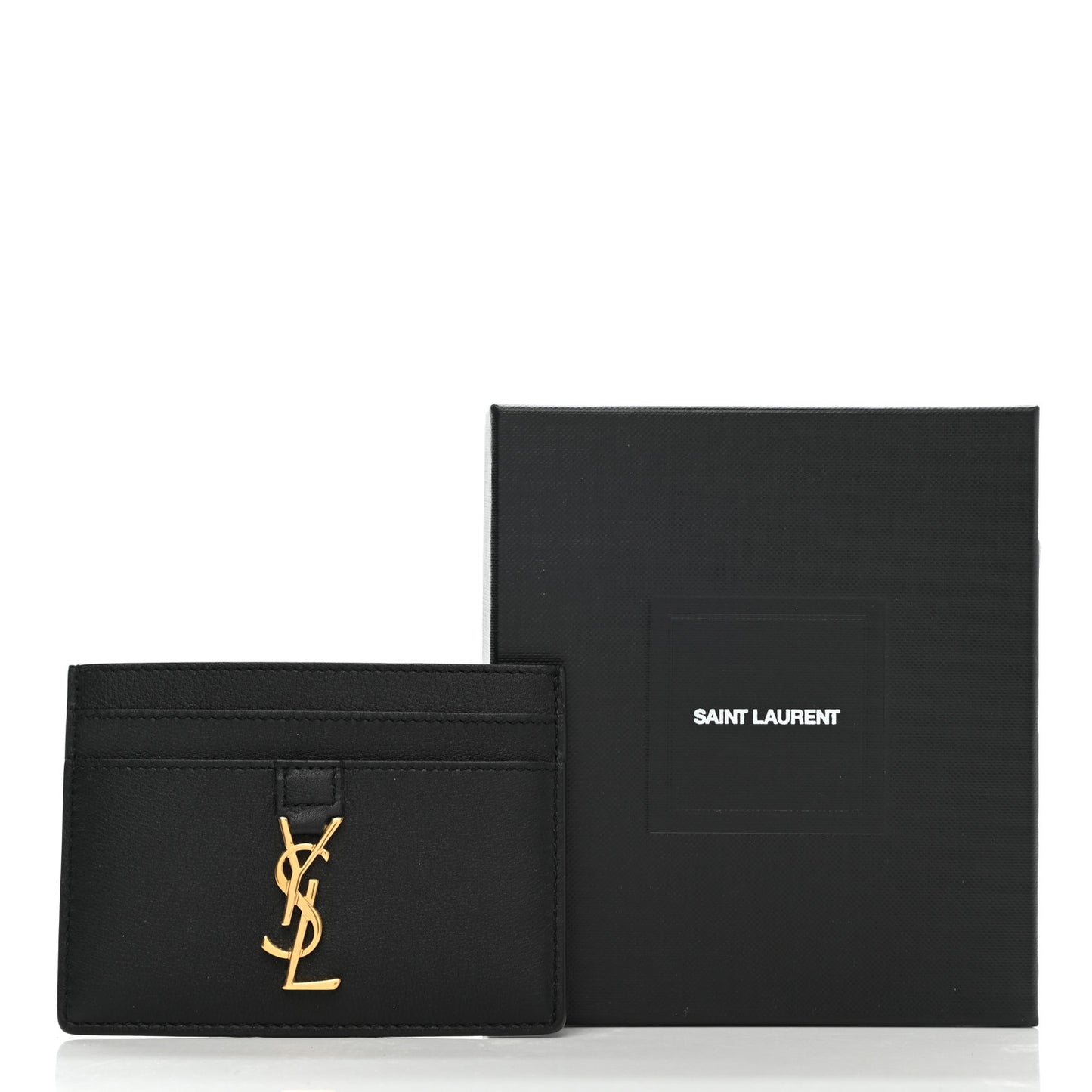Calfskin Monogram Credit Card Case Black