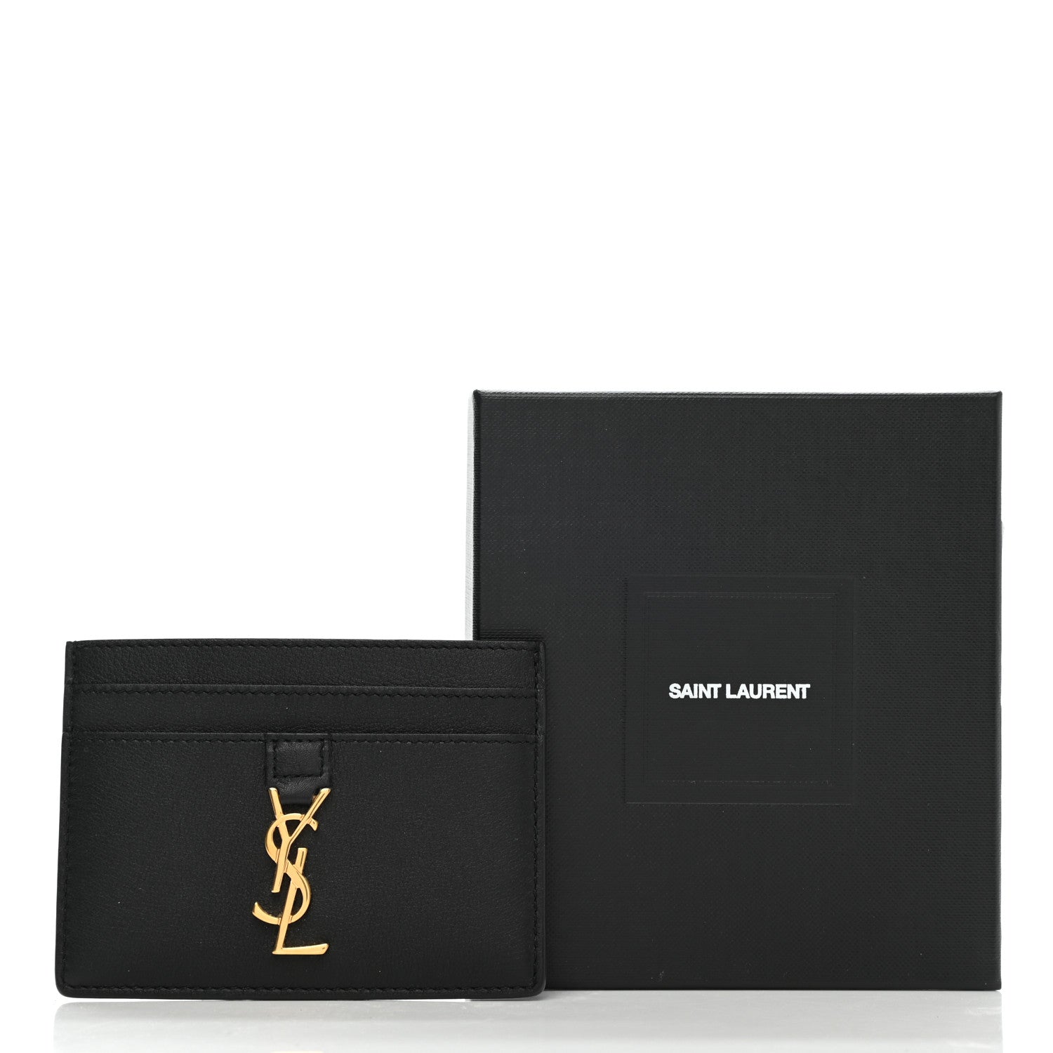 Saint Laurent Calfskin Monogram Credit Card Case Black 8 of 8