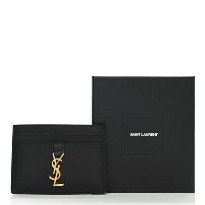 Saint Laurent Calfskin Monogram Credit Card Case Black 8 of 8