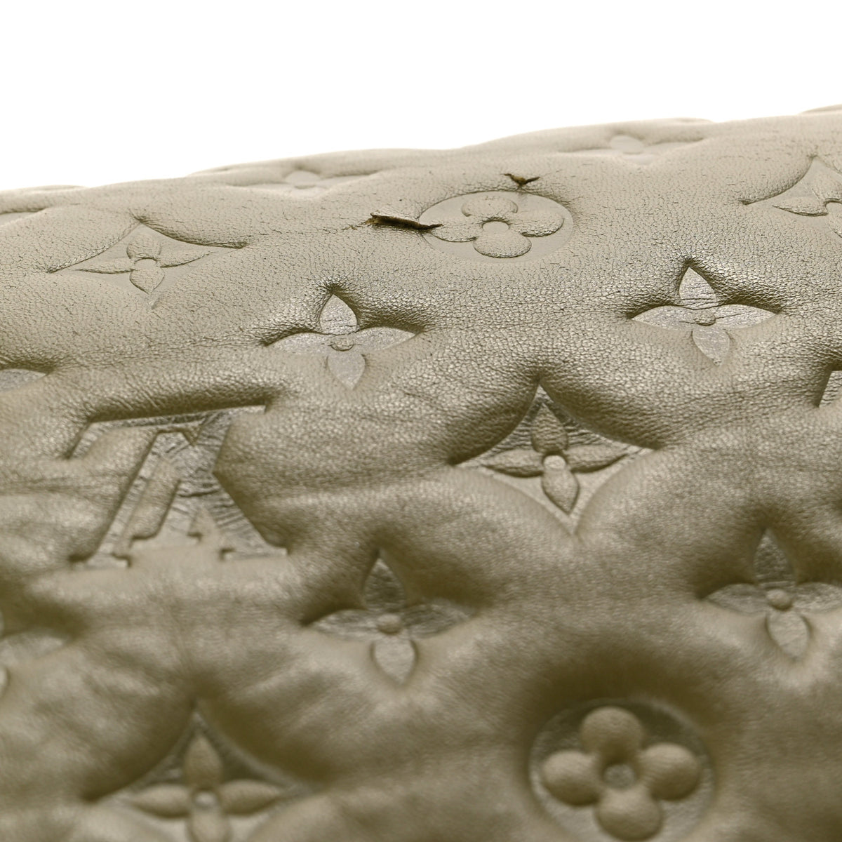 Lambskin Embossed Monogram Coussin MM Khaki