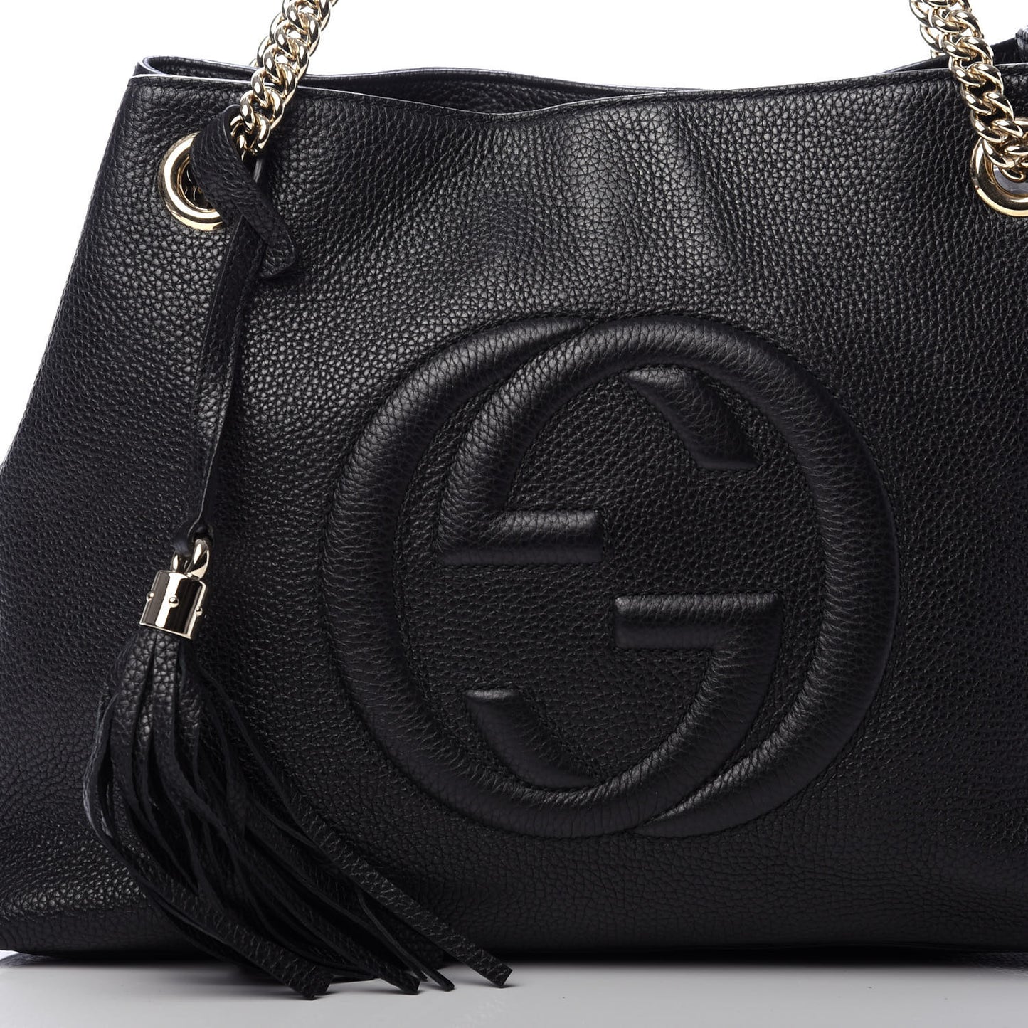 Pebbled Calfskin Medium Soho Chain Shoulder Bag Black