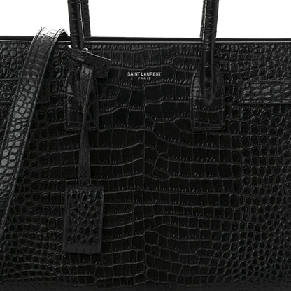 Saint Laurent Calfskin Crocodile Embossed Baby Sac De Jour Black 8 of 13