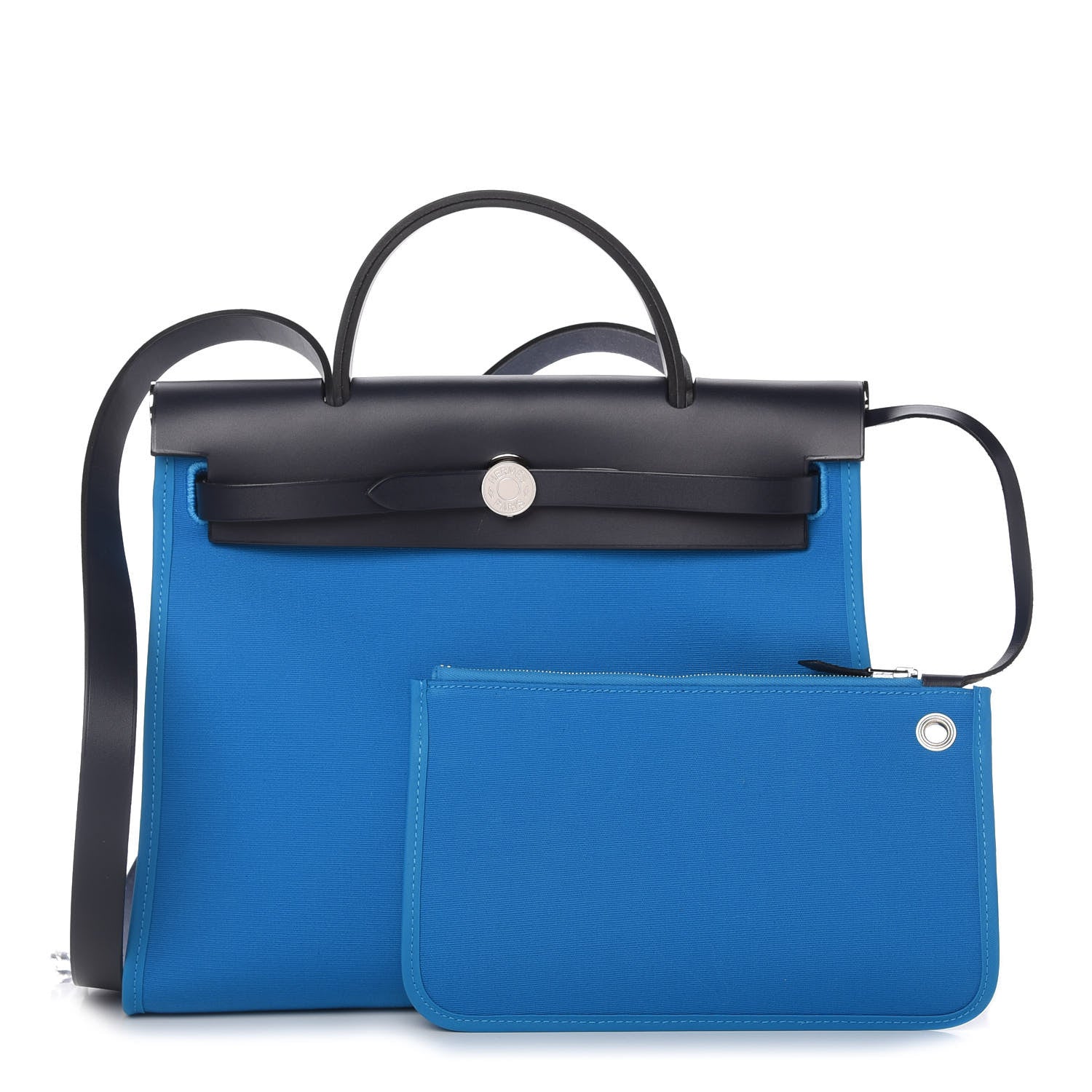 Hermes Vache Hunter Toile Herbag Zip 31 PM Bleu Zanzibar Bleu Indigo 1 of 10