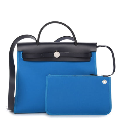 Hermes Vache Hunter Toile Herbag Zip 31 PM Bleu Zanzibar Bleu Indigo 1 of 10