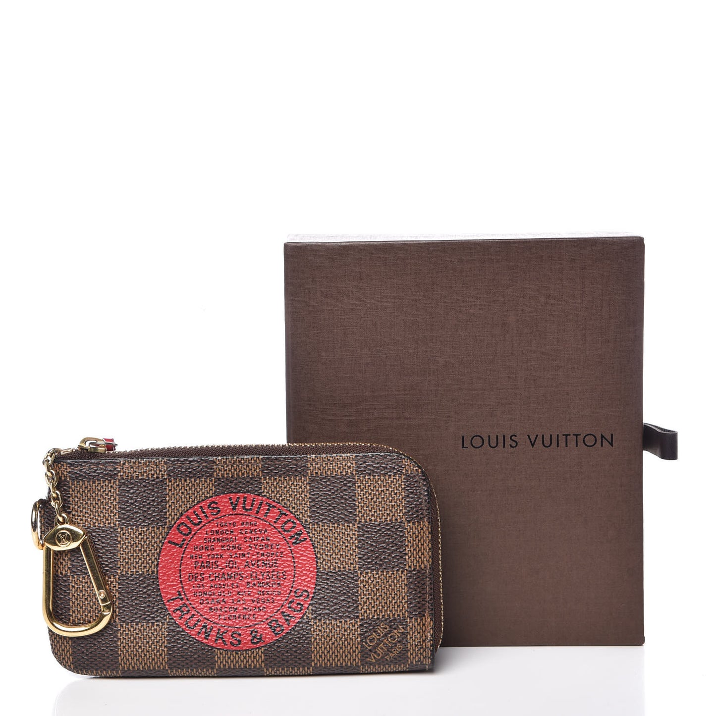 Damier Ebene Complice Trunks and Bags Key Pouch Red