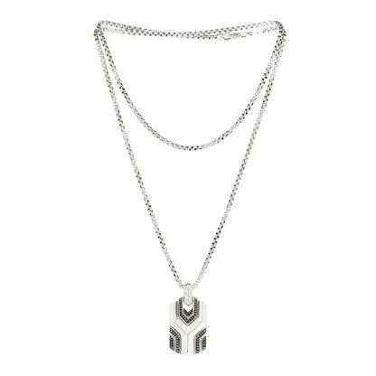 John Hardy Sterling Silver Black Sapphire Classic Chain Dog Tag Necklace 3 of 5