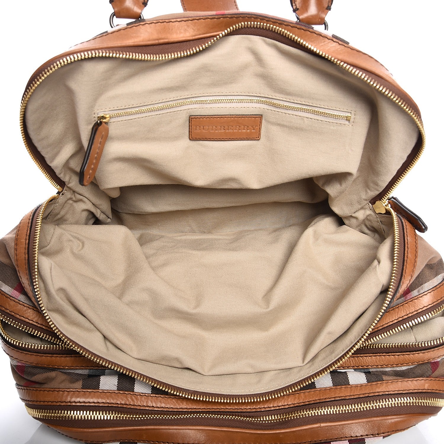 Burberry Vintage Leather House Check Tote Saddle Brown 6 of 19