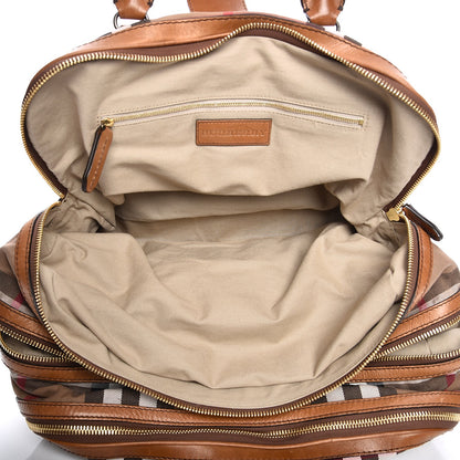 Burberry Vintage Leather House Check Tote Saddle Brown 6 of 19