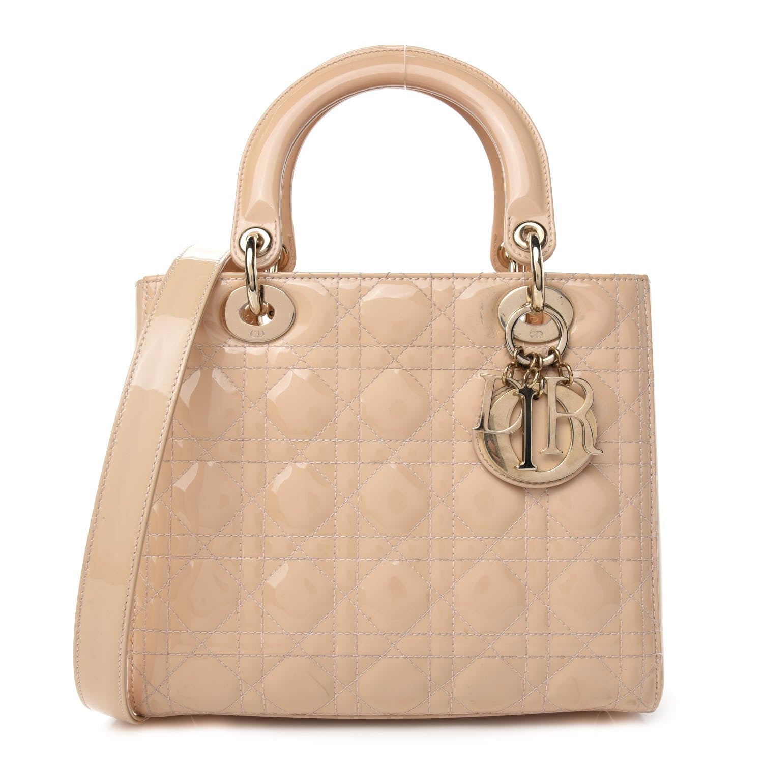 Christian Dior Patent Cannage Medium Lady Dior Beige 1 of 10