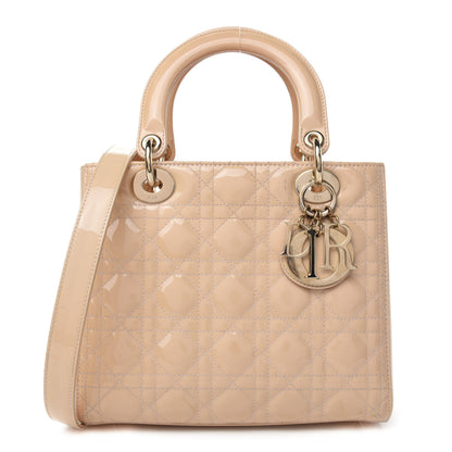 Christian Dior Patent Cannage Medium Lady Dior Beige 1 of 10