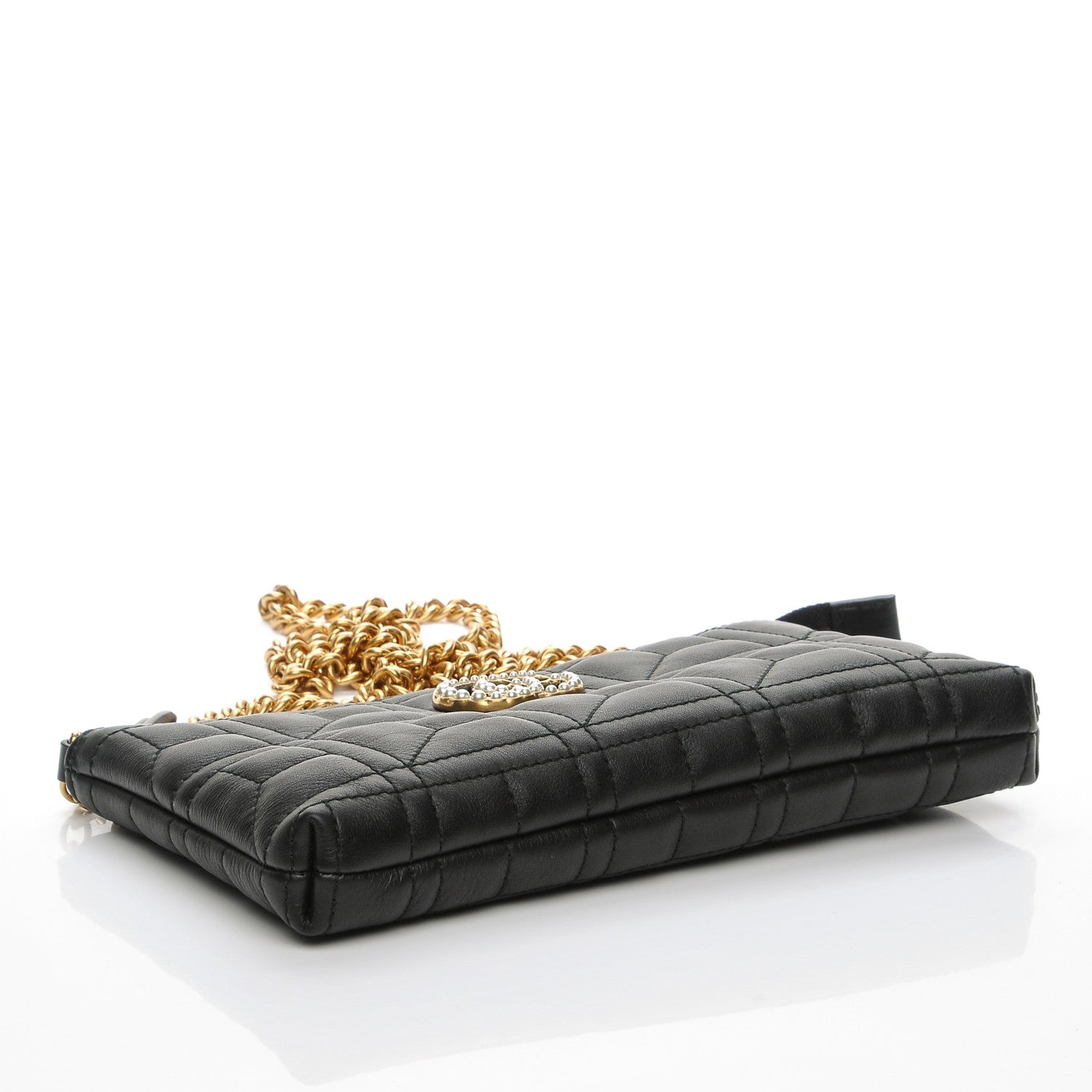 Gucci Calfskin Matelasse Mini Pearly GG Marmont Chain Bag Black 4 of 8