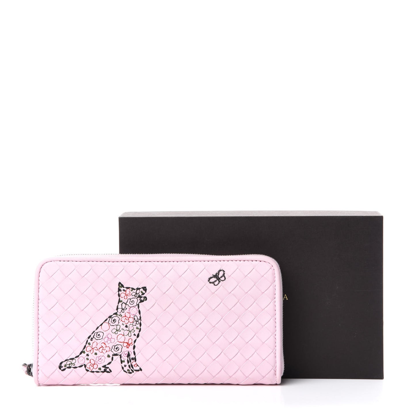 Nappa Intrecciato Zip Around Wallet Dragee