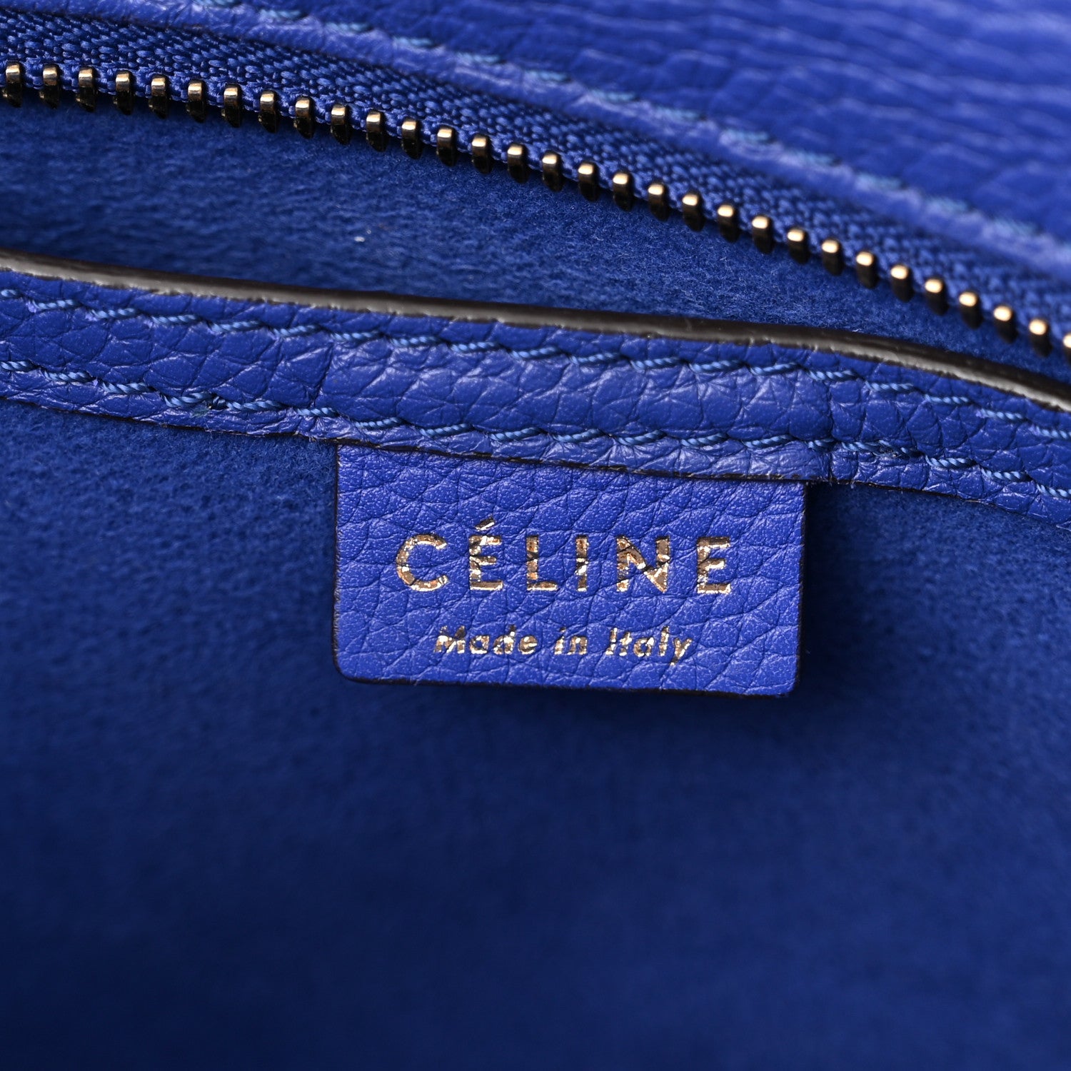 Celine Drummed Calfskin Nano Luggage Indigo 6 of 10