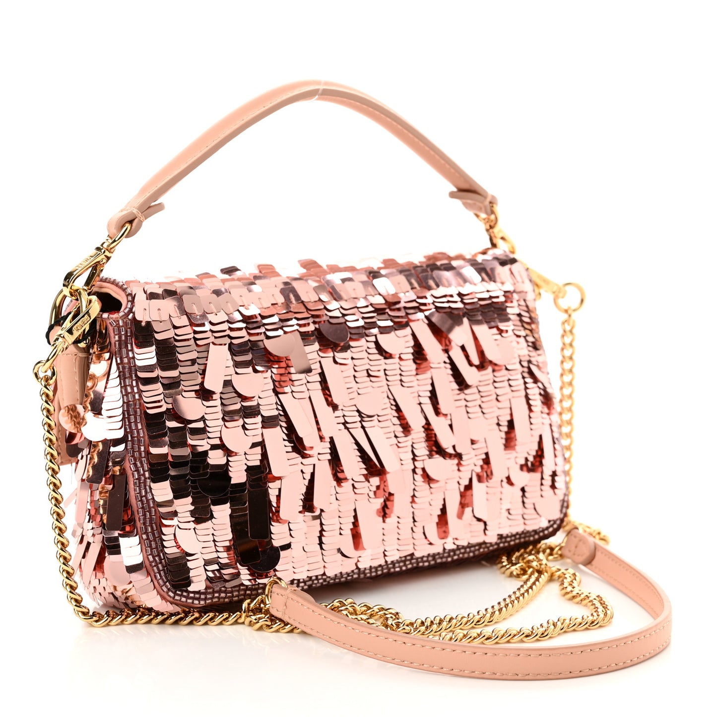 Sequin Paillettes Vitello Grace Sex and the City Mini Baguette Baby Pink