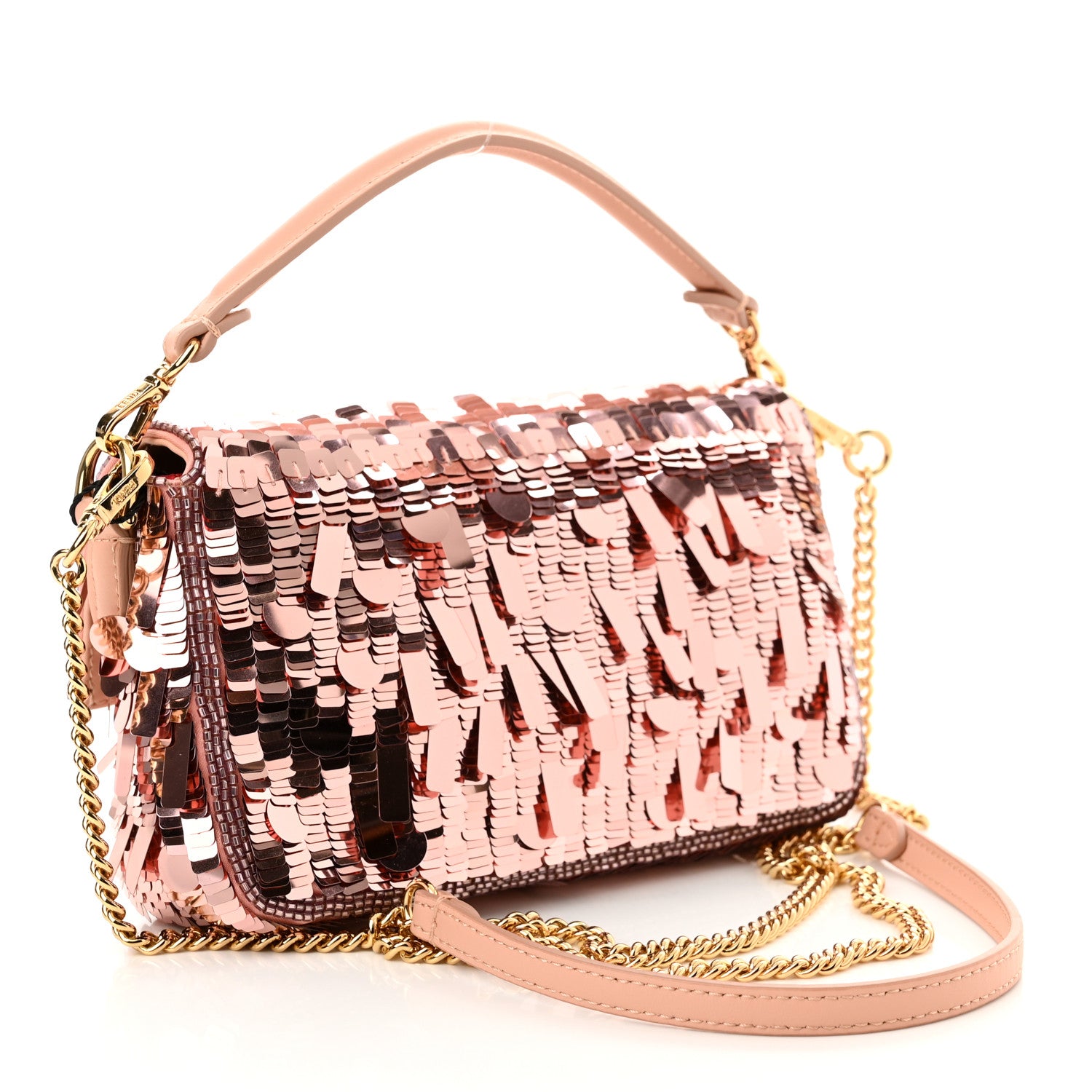 Fendi Sequin Paillettes Vitello Grace Sex and the City Mini Baguette Baby Pink 3 of 12