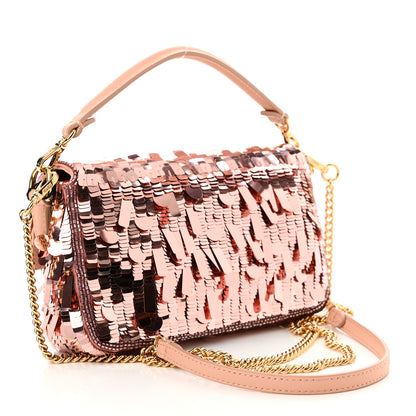 Fendi Sequin Paillettes Vitello Grace Sex and the City Mini Baguette Baby Pink 3 of 12