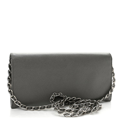 Prada Saffiano Metal Oro Chain Wallet Marmo 3 of 14