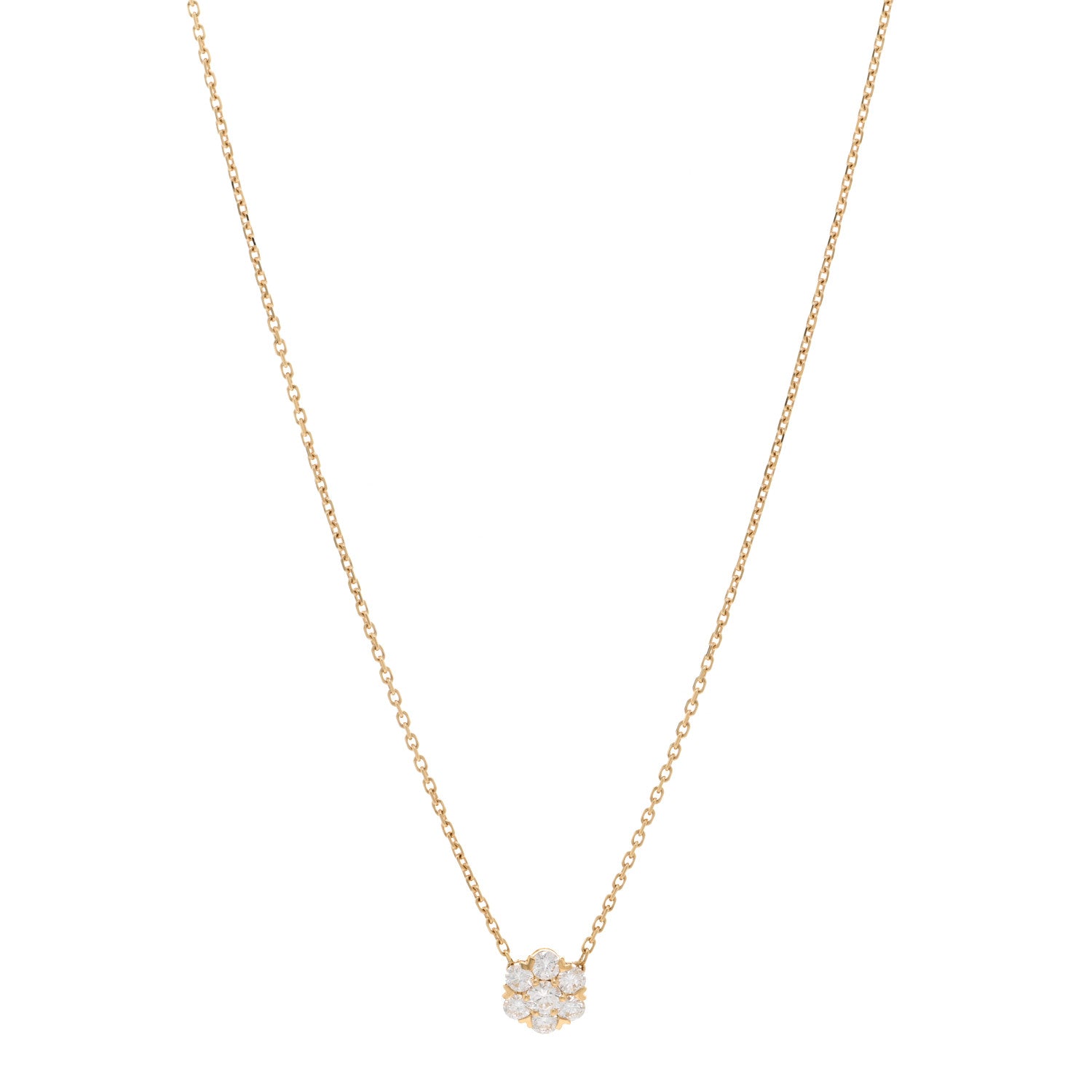 Van Cleef & Arpels 18K Yellow Gold Diamond Fleurette Pendant Necklace 1 of 4