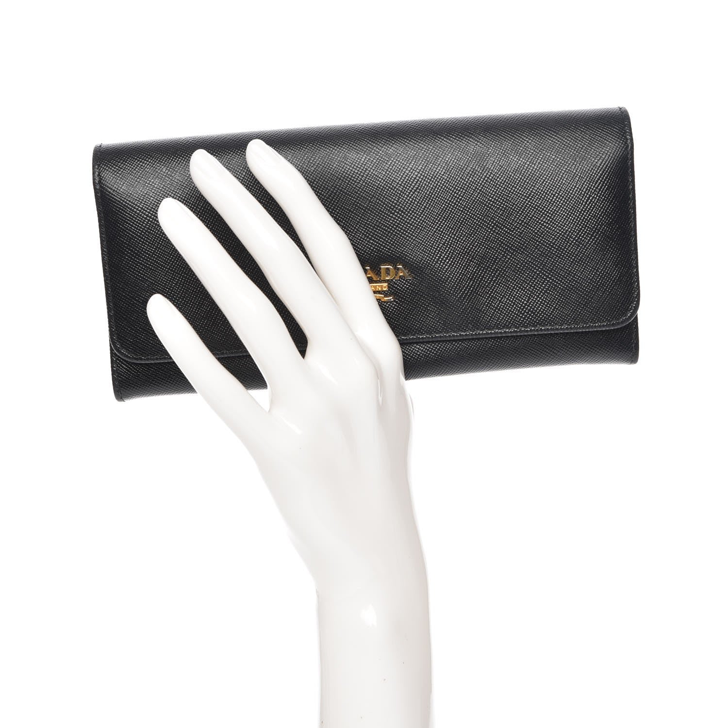 Prada Saffiano Colour Continental Flap Wallet Black Peonia 2 of 9