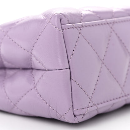 Chanel Shiny Aged Calfskin Quilted Nano Kelly Shopper Lilac 9 of 10