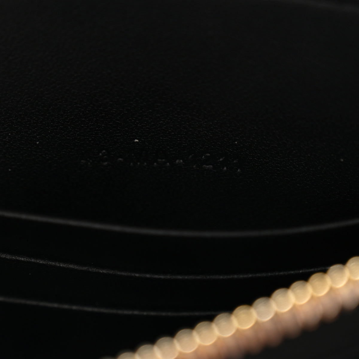 Calfskin Cannage Caro Zipped Pouch With Chain Black
