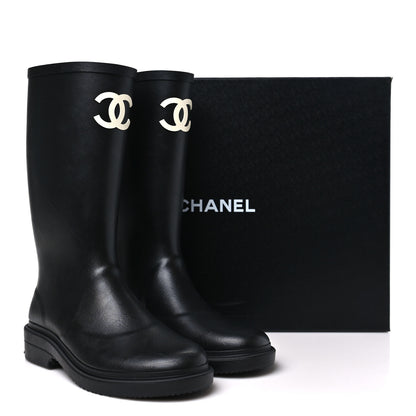 Chanel Caoutchouk CC High Boots 38 Black 10 of 10