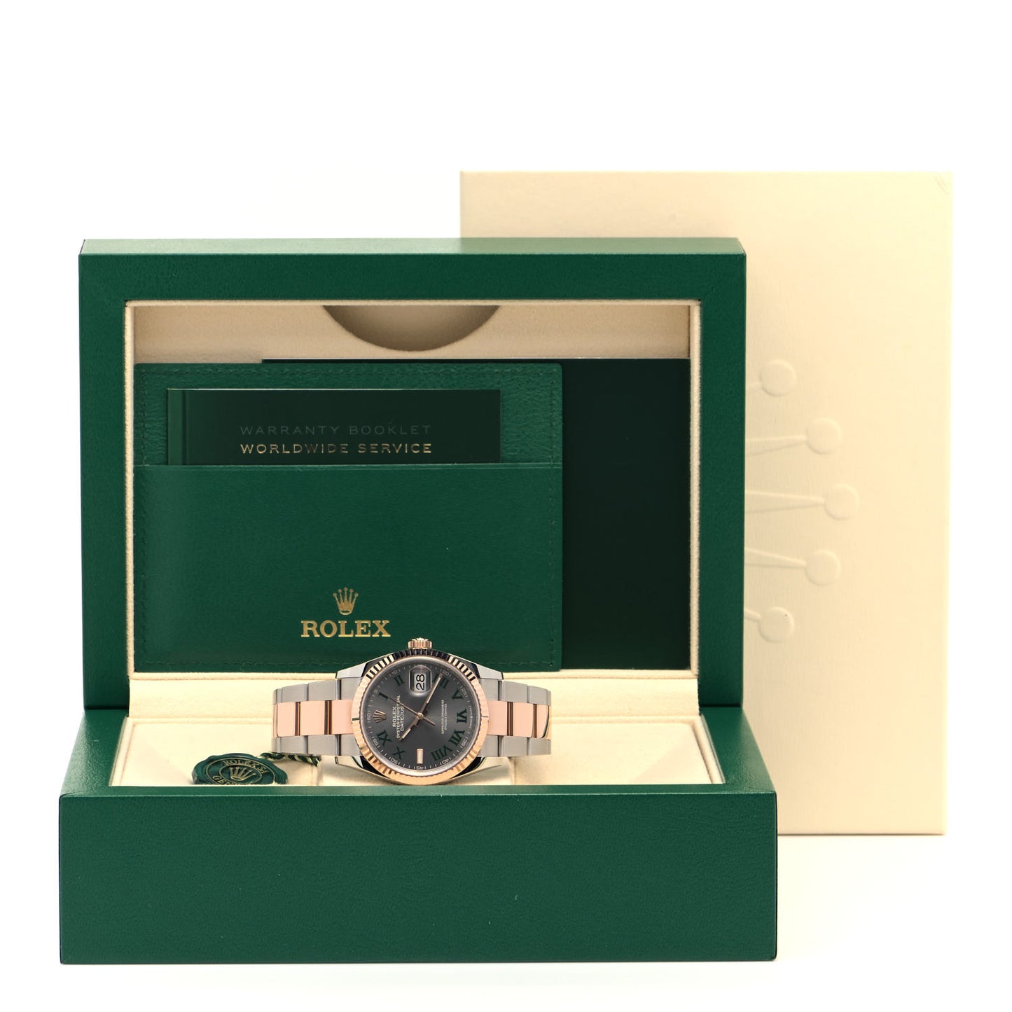 Stainless Steel 18K Everose Gold 36mm Oyster Perpetual Wimbledon Datejust Watch Slate 126231