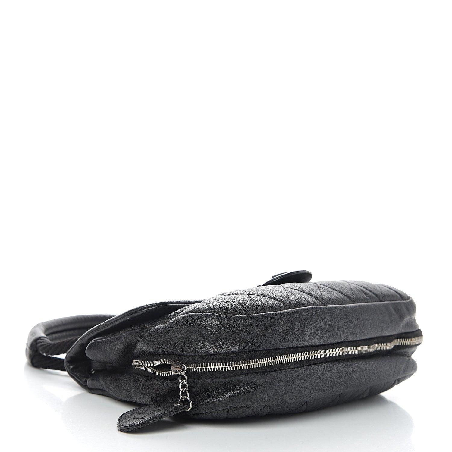 Chanel Calfskin Quilted Expandable Zip Flap Shoulder Bag Black 3 of 17