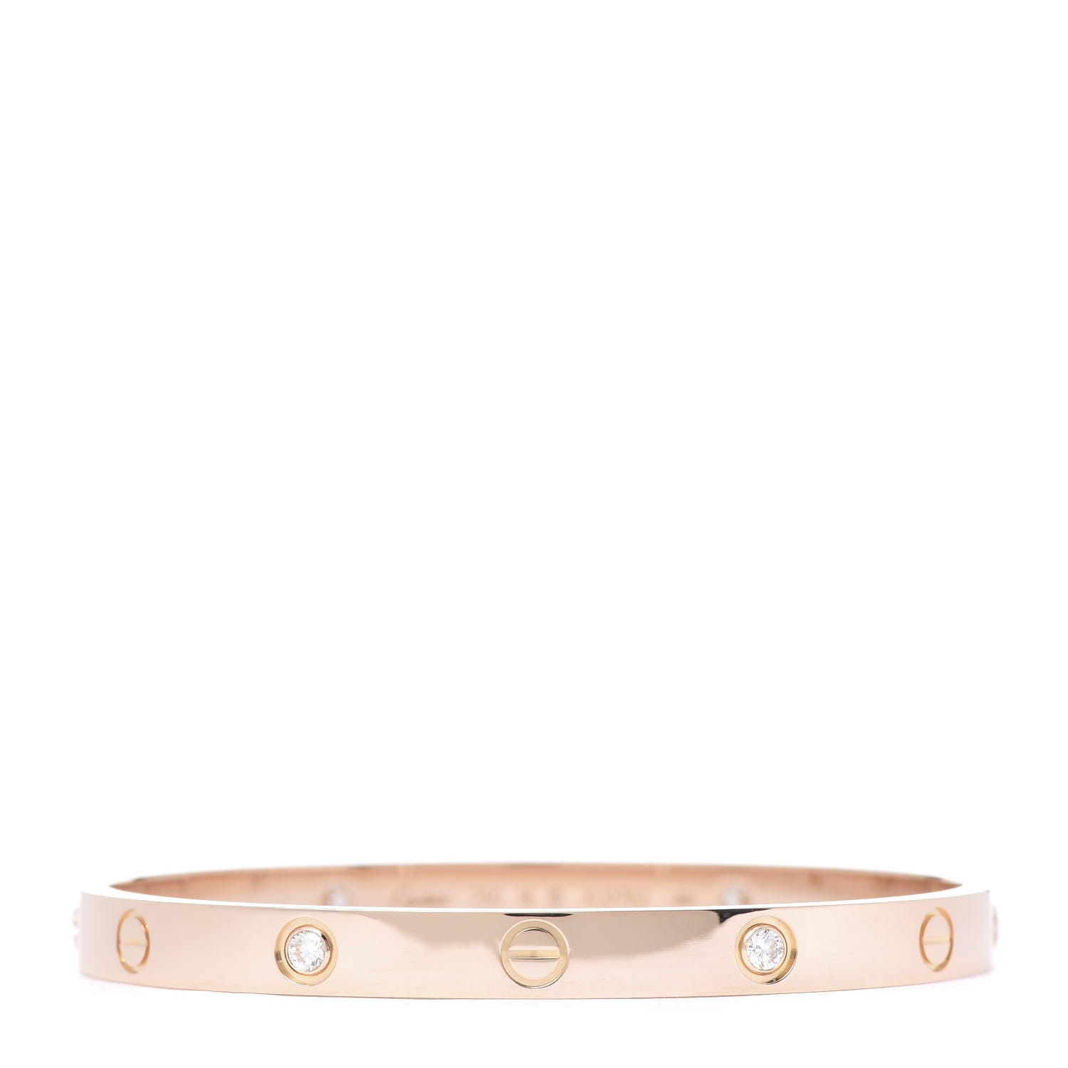 Cartier 18K Pink Gold 4 Diamond LOVE Bracelet 18 1 of 9