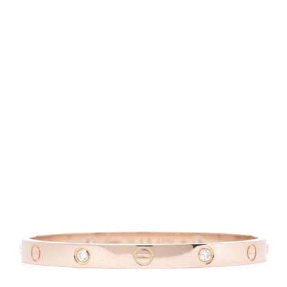 Cartier 18K Pink Gold 4 Diamond LOVE Bracelet 18 1 of 9