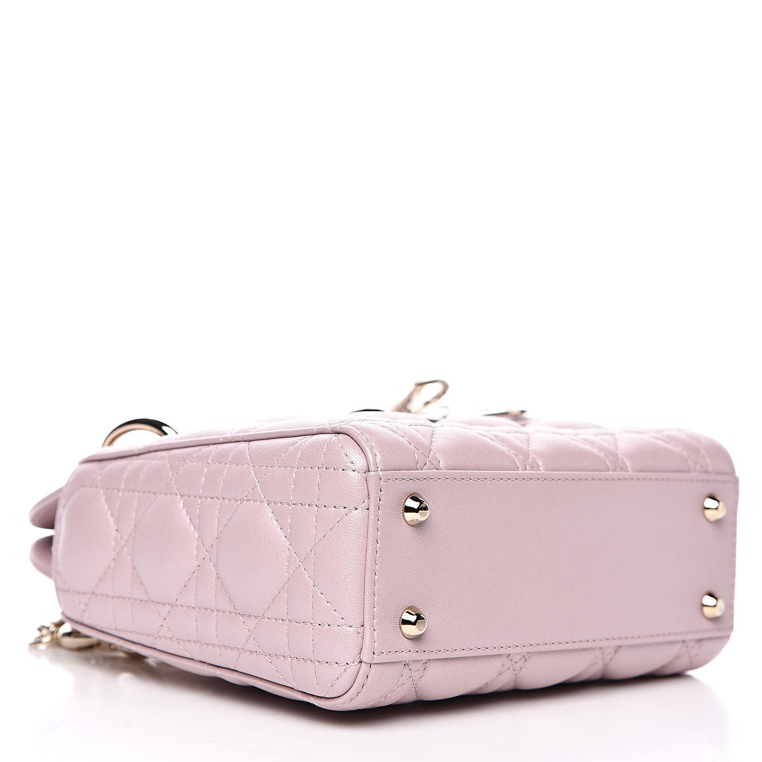 Christian Dior Metallic Lambskin Cannage Mini Lady Dior Lotus 4 of 10