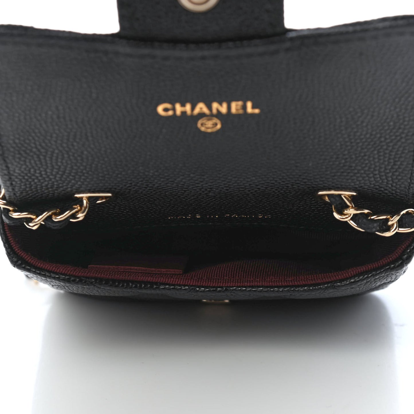 Caviar Quilted Mini Chain Belt Bag Black