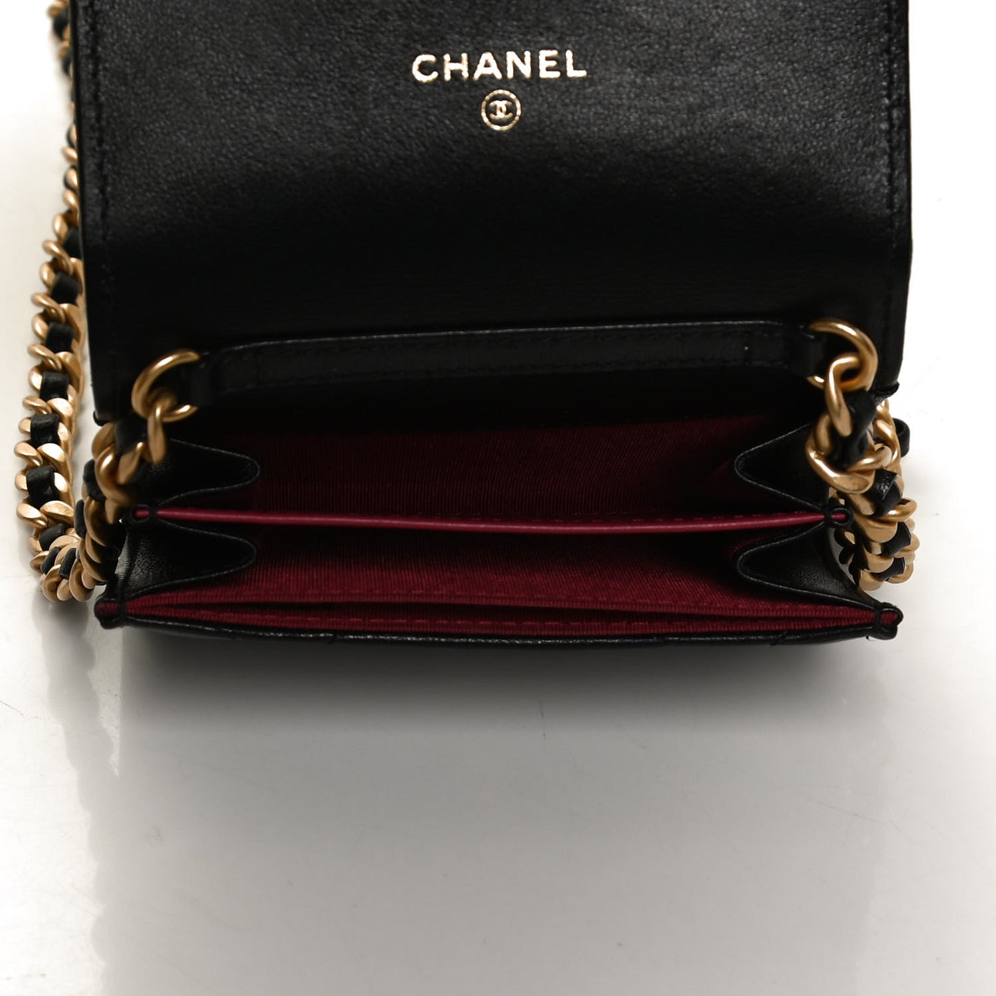 Lambskin Quilted Chanel 19 Flap Coin Purse With Chain Black