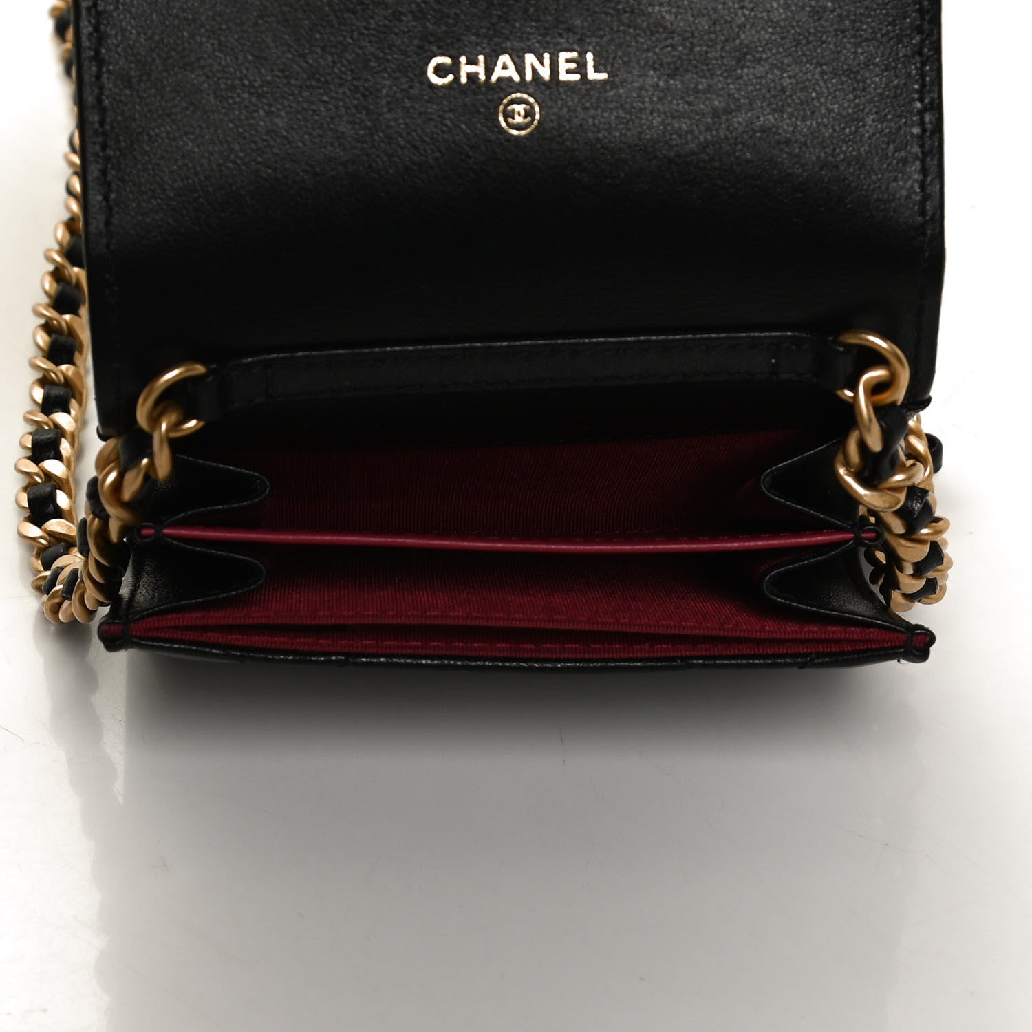 Chanel Lambskin Quilted Chanel 19 Flap Coin Purse With Chain Black 5 of 10